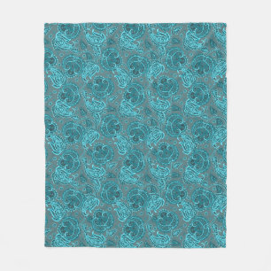 Blue paisley damask floral orientated ethnic patte fleece blanket