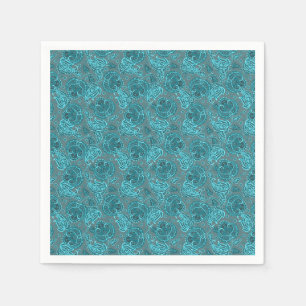 Blue paisley damask floral orientated ethnic patte napkin
