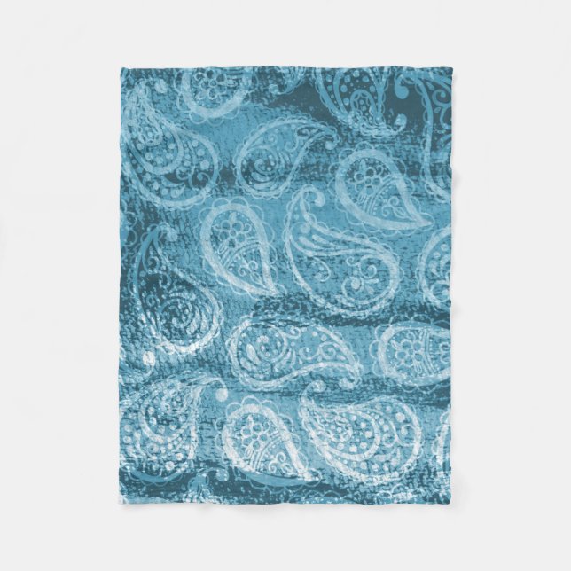 Blue Paisley Fleece Blanket (Front)