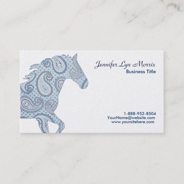 Blue Paisley Horse Business Card (Front)