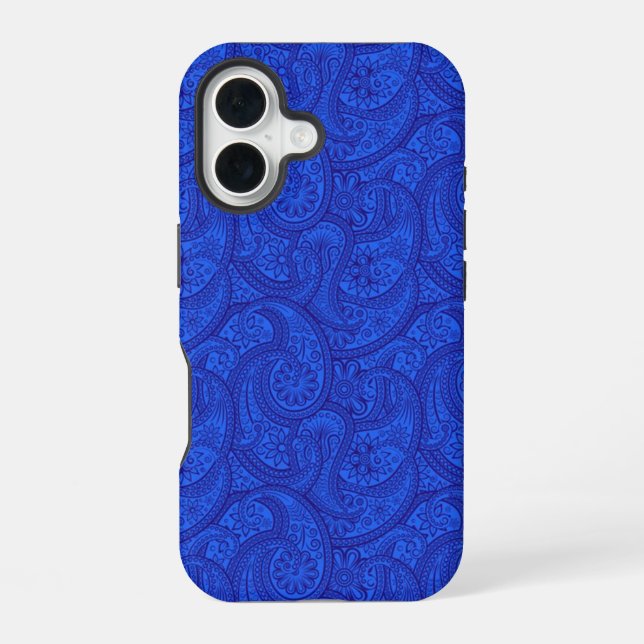 Blue Paisley iPhone 16 Case (Back)
