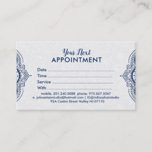 Blue Paisley Mandala Lace Appointment Card