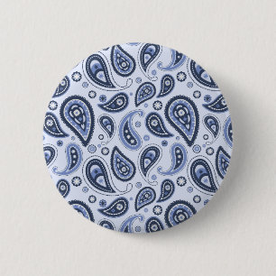 Blue Paisley Pattern 6 Cm Round Badge
