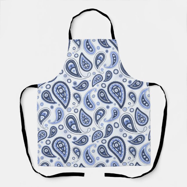 Blue Paisley Pattern Apron (Front)