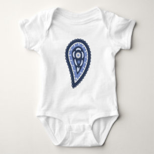 Blue Paisley Pattern Baby Bodysuit