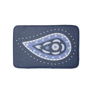 Blue Paisley Pattern Bath Mat