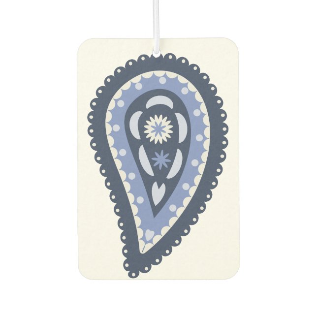 Blue Paisley Pattern Car Air Freshener (Front)