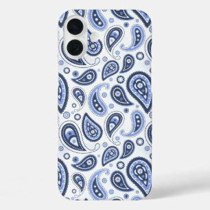 Blue Paisley Pattern iPhone 16 Plus Case