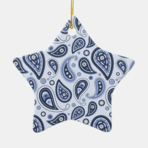Blue Paisley Pattern Ceramic Ornament