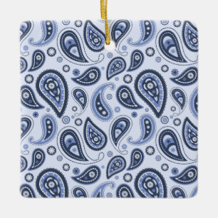 Blue Paisley Pattern Ceramic Ornament