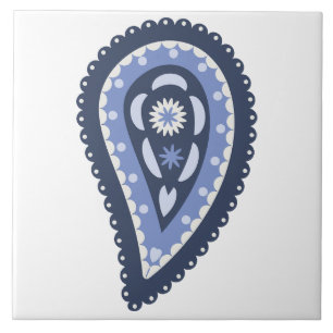 Blue Paisley Pattern Ceramic Tile