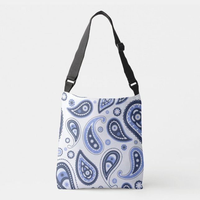 Blue Paisley Pattern Crossbody Bag (Front)