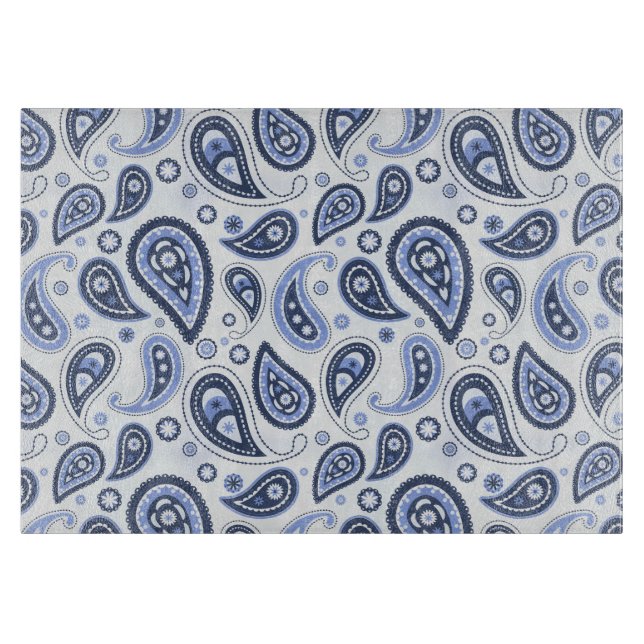 Blue Paisley Pattern Cutting Board (Front)