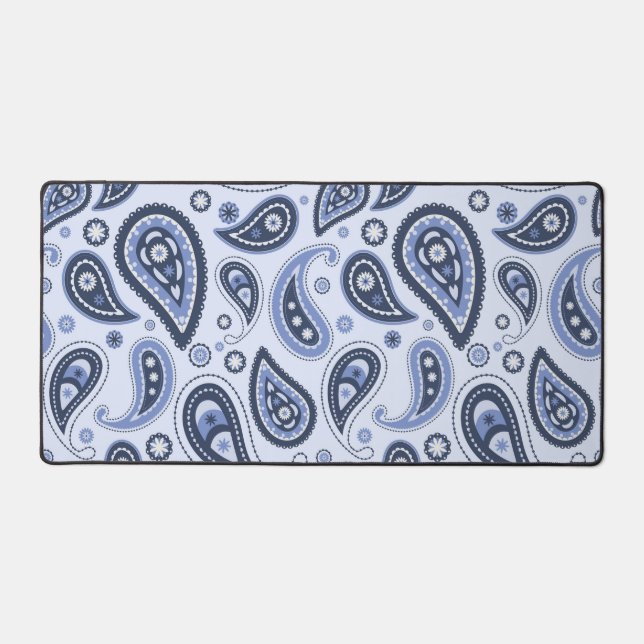 Blue Paisley Pattern Desk Mat (Front)