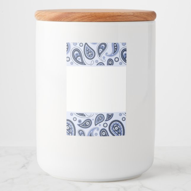 Blue Paisley Pattern Food Label (Front)