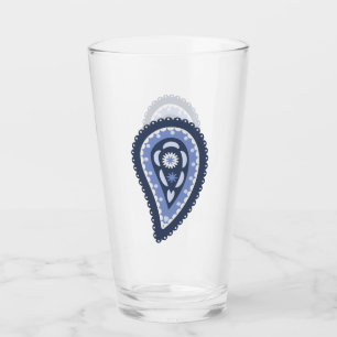 Blue Paisley Pattern Glass
