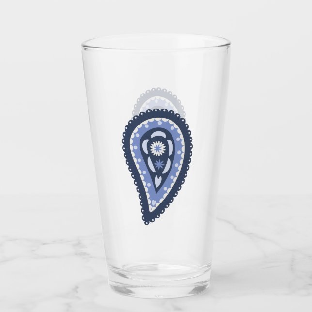 Blue Paisley Pattern Glass (Front)