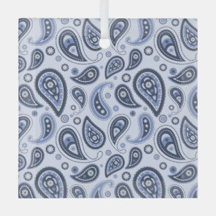 Blue Paisley Pattern Glass Tree Decoration