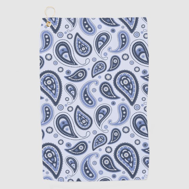 Blue Paisley Pattern Golf Towel (Front)