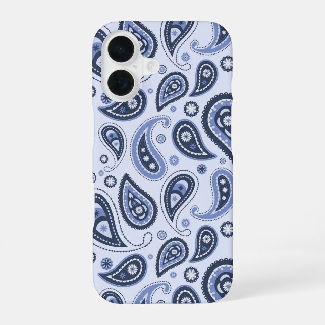 Blue Paisley Pattern iPhone 16 Case (Back)
