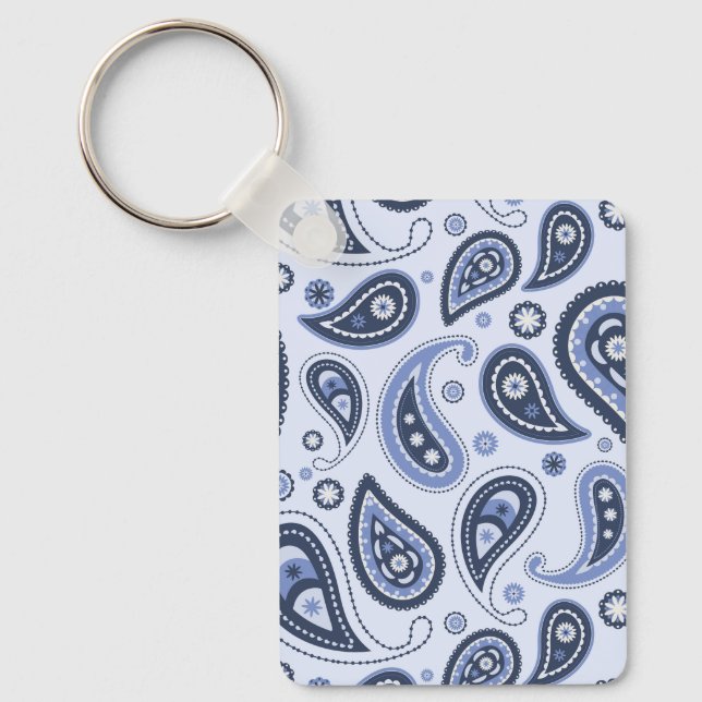 Blue Paisley Pattern Key Ring (Front)