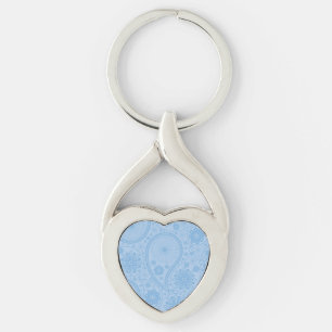 Blue paisley pattern key ring
