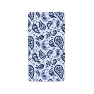 Blue Paisley Pattern Label