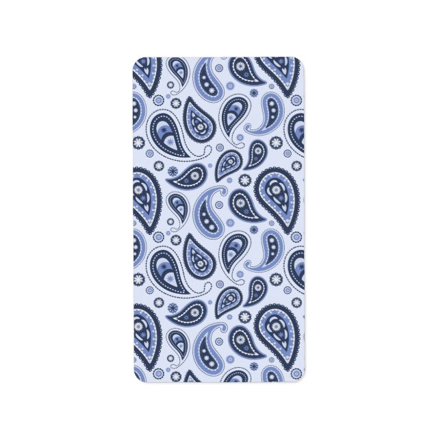 Blue Paisley Pattern Label (Front)