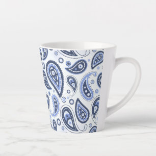 Blue Paisley Pattern Latte Mug