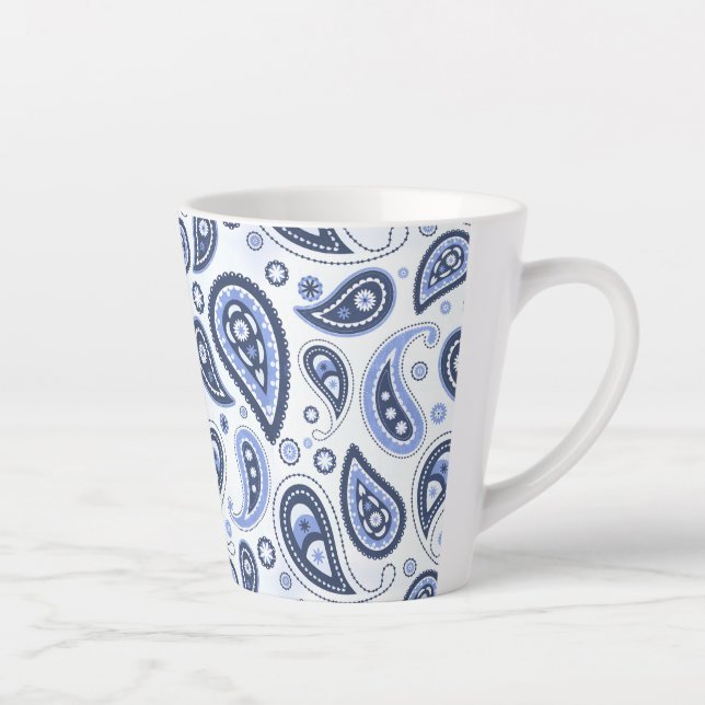 Blue Paisley Pattern Latte Mug (Right)