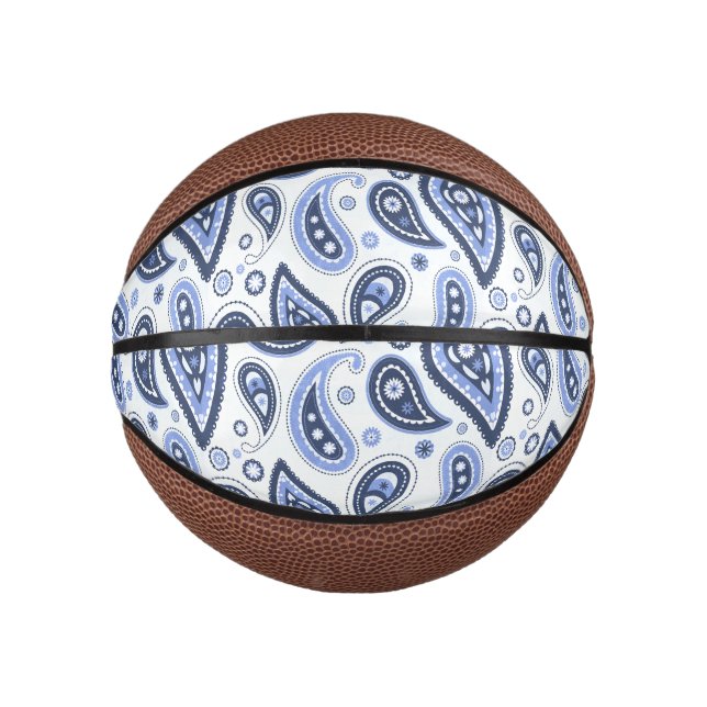 Blue Paisley Pattern Mini Basketball (Front)