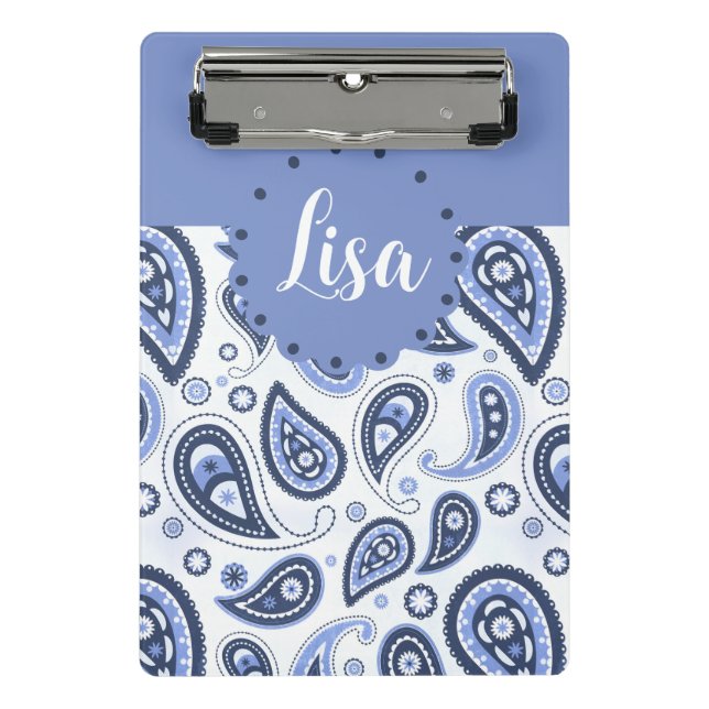 Blue Paisley Pattern Mini Clipboard (Front)