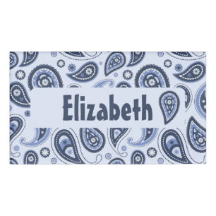 Blue Paisley Pattern Name Tag