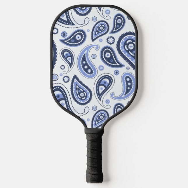 Blue Paisley Pattern Pickleball Paddle (Front)
