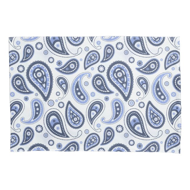 Blue Paisley Pattern Pillowcase (Front-Left)