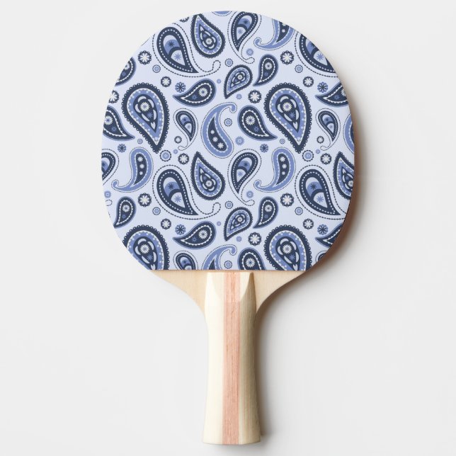 Blue Paisley Pattern Ping Pong Paddle (Front)