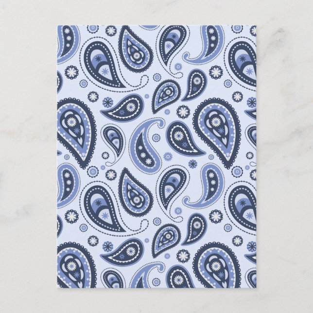 Blue Paisley Pattern Postcard (Front)