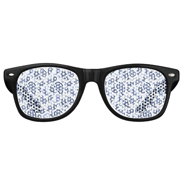Blue Paisley Pattern Retro Sunglasses (Front)