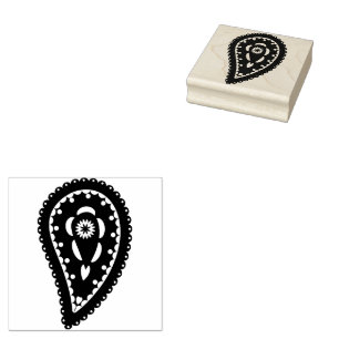 Blue Paisley Pattern Rubber Stamp
