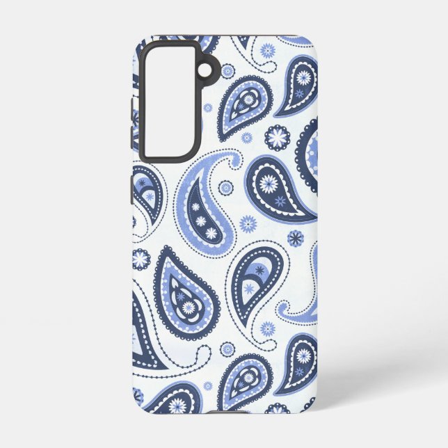 Blue Paisley Pattern Samsung Galaxy S21 Case (Back)