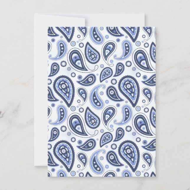 Blue Paisley Pattern Save The Date (Front)