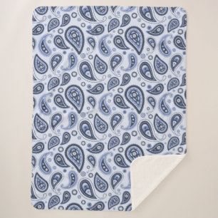 Blue Paisley Pattern Sherpa Blanket
