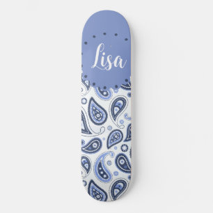 Blue Paisley Pattern Skateboard