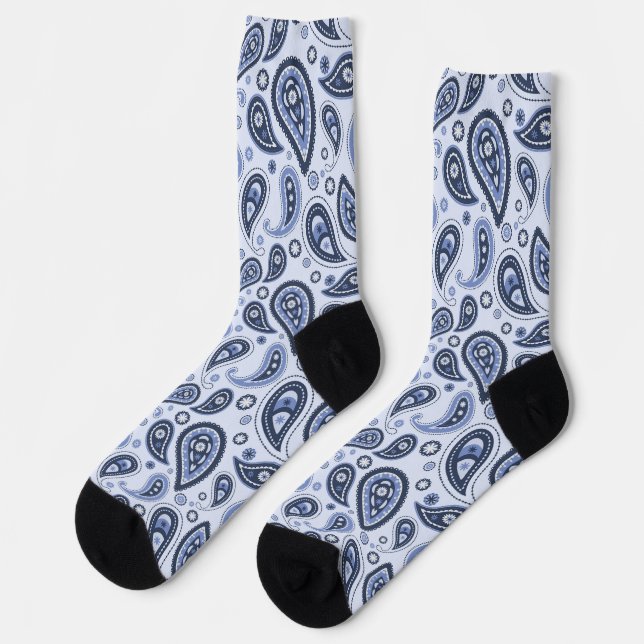 Blue Paisley Pattern Socks (Left)