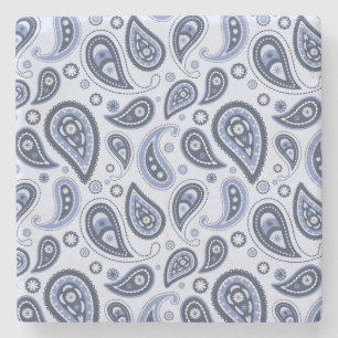 Blue Paisley Pattern Stone Coaster
