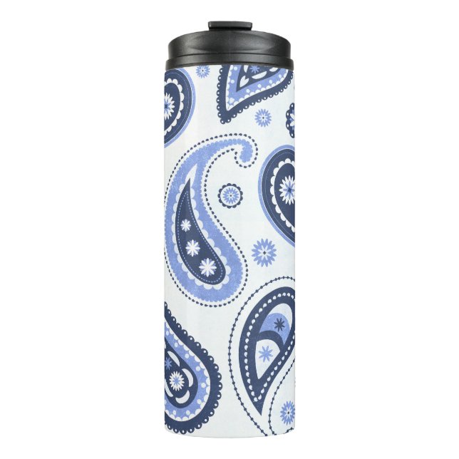 Blue Paisley Pattern Thermal Tumbler (Front)