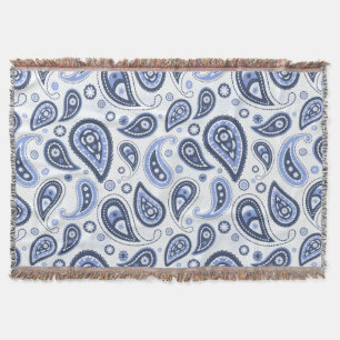Blue Paisley Pattern Throw Blanket