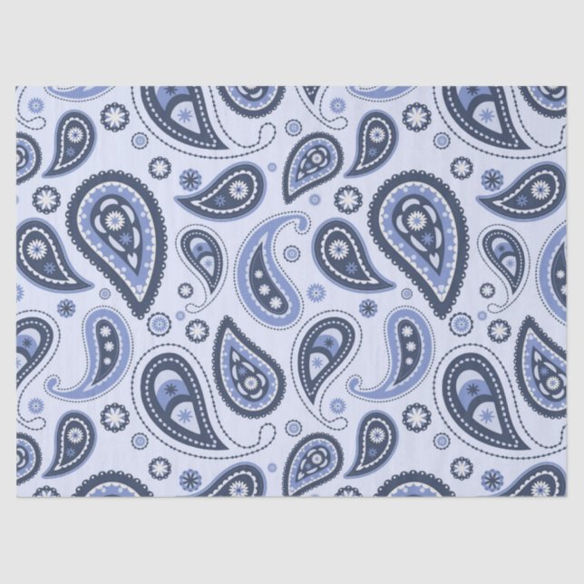 Blue Paisley Pattern Tissue Paper (Front)