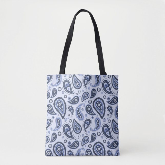 Blue Paisley Pattern Tote Bag (Front)