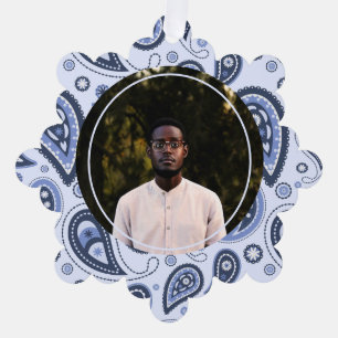 Blue Paisley Pattern Tree Decoration Card